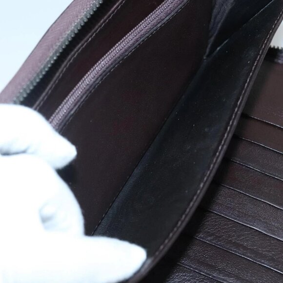 GUCCI GG Canvas Guccissima Wallet Leather Brown Silver - Picture 15 of 16